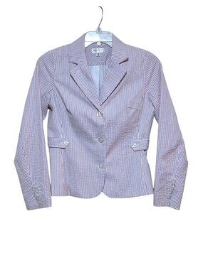 Y2K Isaac Mizrahi Target Seersucker Jacket M Blazer Striped Adjustable Cotton